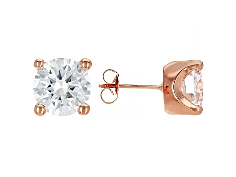 White Cubic Zirconia 18K Rose Gold Over Sterling Silver Pendant With Chain and Earrings 17.01ctw