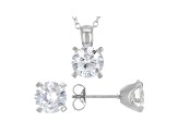 White Cubic Zirconia Rhodium Over Sterling Silver Pendant With Chain And Earrings 7.36ctw