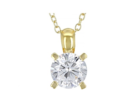 White Cubic Zirconia 18K Yellow Gold Over Sterling Silver Pendant With Chain And Earrings 7.36ctw