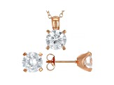 White Cubic Zirconia 18K Rose Gold Over Sterling Silver Pendant With Chain And Earrings 7.36ctw