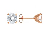 White Cubic Zirconia 18K Rose Gold Over Sterling Silver Pendant With Chain And Earrings 7.36ctw