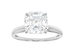 Asscher White Cubic Zirconia Rhodium Over Sterling Silver Solitaire Ring 4.81ctw
