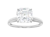 Asscher White Cubic Zirconia Rhodium Over Sterling Silver Solitaire Ring 4.81ctw