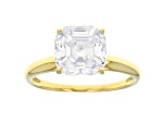 Asscher White Cubic Zirconia 18k Yellow Gold Over Sterling Solitaire Ring 4.81ctw