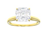 Asscher White Cubic Zirconia 18k Yellow Gold Over Sterling Solitaire Ring 4.81ctw