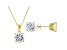 White Cubic Zirconia 18K Yellow Gold Over Sterling Silver Pendant With Chain And Earrings 12.55ctw