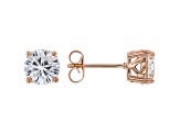 White Cubic Zirconia 18K Rose Gold Over Sterling Silver Pendant With Chain And Earrings 6.55ctw