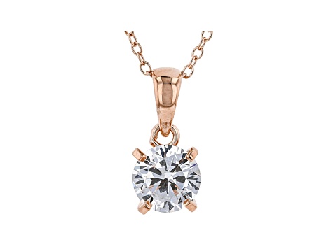 White Cubic Zirconia 18K Rose Gold Over Sterling Silver Pendant With Chain And Earrings 6.55ctw