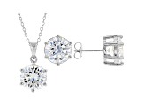 White Cubic Zirconia Rhodium Over Sterling Silver Pendant With Chain And Earrings 17.01ctw