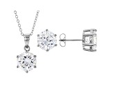 White Cubic Zirconia Rhodium Over Sterling Silver Pendant With Chain And Earrings 12.55ctw