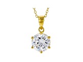 White Cubic Zirconia 18K Yellow Gold Over Sterling Silver Pendant With Chain And Earrings 12.55ctw