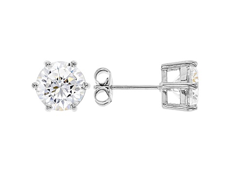 White Cubic Zirconia Rhodium Over Sterling Silver Pendant With Chain And Earrings 8.91ctw