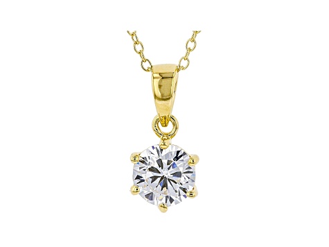 White Cubic Zirconia 18K Yellow Gold Over Sterling Silver Pendant With Chain And Earrings 6.55ctw