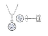 White Cubic Zirconia Rhodium Over Sterling Silver Pendant With Chain and Earrings 4.86ctw