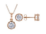 White Cubic Zirconia 18K Rose Gold Over Sterling Silver Pendant With Chain and Earrings 4.86ctw
