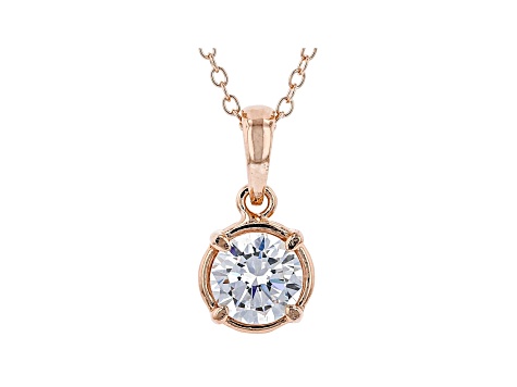 White Cubic Zirconia 18K Rose Gold Over Sterling Silver Pendant With Chain and Earrings 4.86ctw