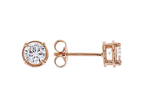 White Cubic Zirconia 18K Rose Gold Over Sterling Silver Pendant With Chain And Earrings 2.43ctw