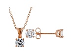 White Cubic Zirconia 18K Rose Gold Over Sterling Silver Pendant With Chain And Earrings 2.43ctw
