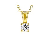 White Cubic Zirconia 18K Yellow Gold Over Sterling Silver Pendant With Chain And Earrings 1.21ctw