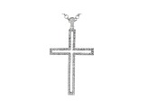 White Cubic Zirconia Rhodium Over Sterling Silver Mens Cross Pendant With Chain 2.76ctw