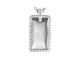 White Cubic Zirconia Rhodium Over Sterling Silver Mens Pendant With Chain 2.87ctw