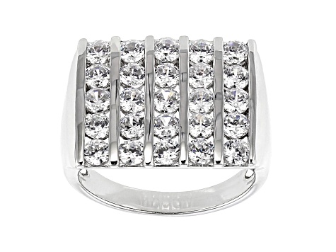 White Cubic Zirconia Rhodium Over Sterling Silver Mens Ring 4.38ctw