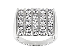 White Cubic Zirconia Rhodium Over Sterling Silver Mens Ring 4.38ctw