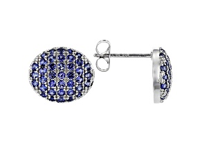 Blue Cubic Zirconia Rhodium Over Sterling Silver Mens Earrings 1.28ctw