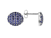 Blue Cubic Zirconia Rhodium Over Sterling Silver Mens Earrings 1.28ctw