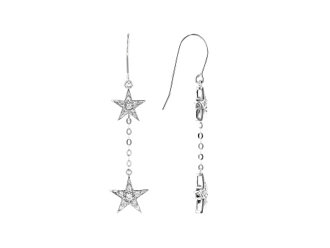 White Cubic Zirconia Rhodium Over Sterling Silver Star Earrings 0.59ctw