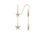 White Cubic Zirconia 18K Rose Gold Over Sterling Silver Star Earrings 0.59ctw