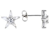 White Cubic Zirconia Rhodium Over Sterling Silver Star Stud Earrings 1.15ctw