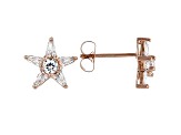 White Cubic Zirconia 18K Rose Gold Over Sterling Silver Star Stud Earrings 1.15ctw