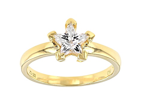 White Cubic Zirconia 18K Yellow Gold Over Sterling Silver Star Ring 1.51ctw