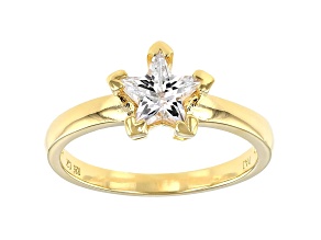 White Cubic Zirconia 18K Yellow Gold Over Sterling Silver Star Ring 1.51ctw