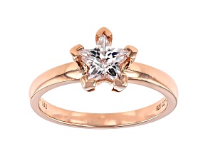 White Cubic Zirconia 18K Rose Gold Over Sterling Silver Star Ring 1.51ctw