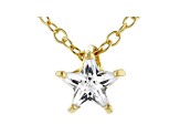 White Cubic Zirconia 18K Yellow Gold Over Sterling Silver Star Pendant With Chain 0.64ctw