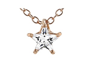 White Cubic Zirconia 18K Rose Gold Over Sterling Silver Star Pendant With Chain 0.64ctw