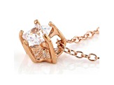 White Cubic Zirconia 18K Rose Gold Over Sterling Silver Star Pendant With Chain 0.64ctw