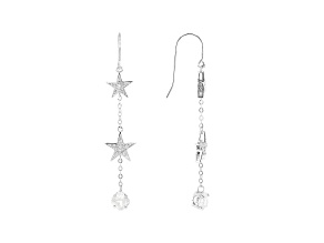 White Cubic Zirconia Rhodium Over Sterling Silver Star Dangle Earrings 3.75ctw