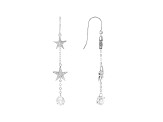 White Cubic Zirconia Rhodium Over Sterling Silver Star Dangle Earrings 3.75ctw