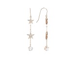 White Cubic Zirconia 18K Rose Gold Over Sterling Silver Star Dangle Earrings 3.75ctw