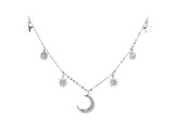White Cubic Zirconia Rhodium Over Sterling Silver Star And Moon Necklace 0.66ctw