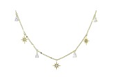 White Cubic Zirconia 18K Yellow Gold Over Sterling Silver Star Station Necklace 1.39ctw
