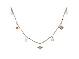 White Cubic Zirconia 18K Rose Gold Over Sterling Silver Star Station Necklace 1.39ctw