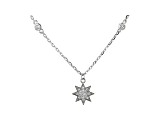 White Cubic Zirconia Rhodium Over Sterling Silver Star Pendant With Chain 0.39ctw