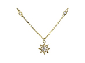 White Cubic Zirconia 18K Yellow Gold Over Sterling Silver Star Pendant With Chain 0.39ctw