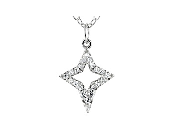 Picture of White Cubic Zirconia Rhodium Over Sterling Silver Star Pendant With Chain 0.20ctw