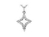 White Cubic Zirconia Rhodium Over Sterling Silver Star Pendant With Chain 0.20ctw