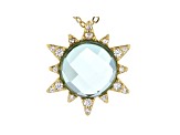 Blue Quartz Doublet And White Cubic Zirconia 18K Yellow Gold Over Silver Pendant With Chain 0.26ctw